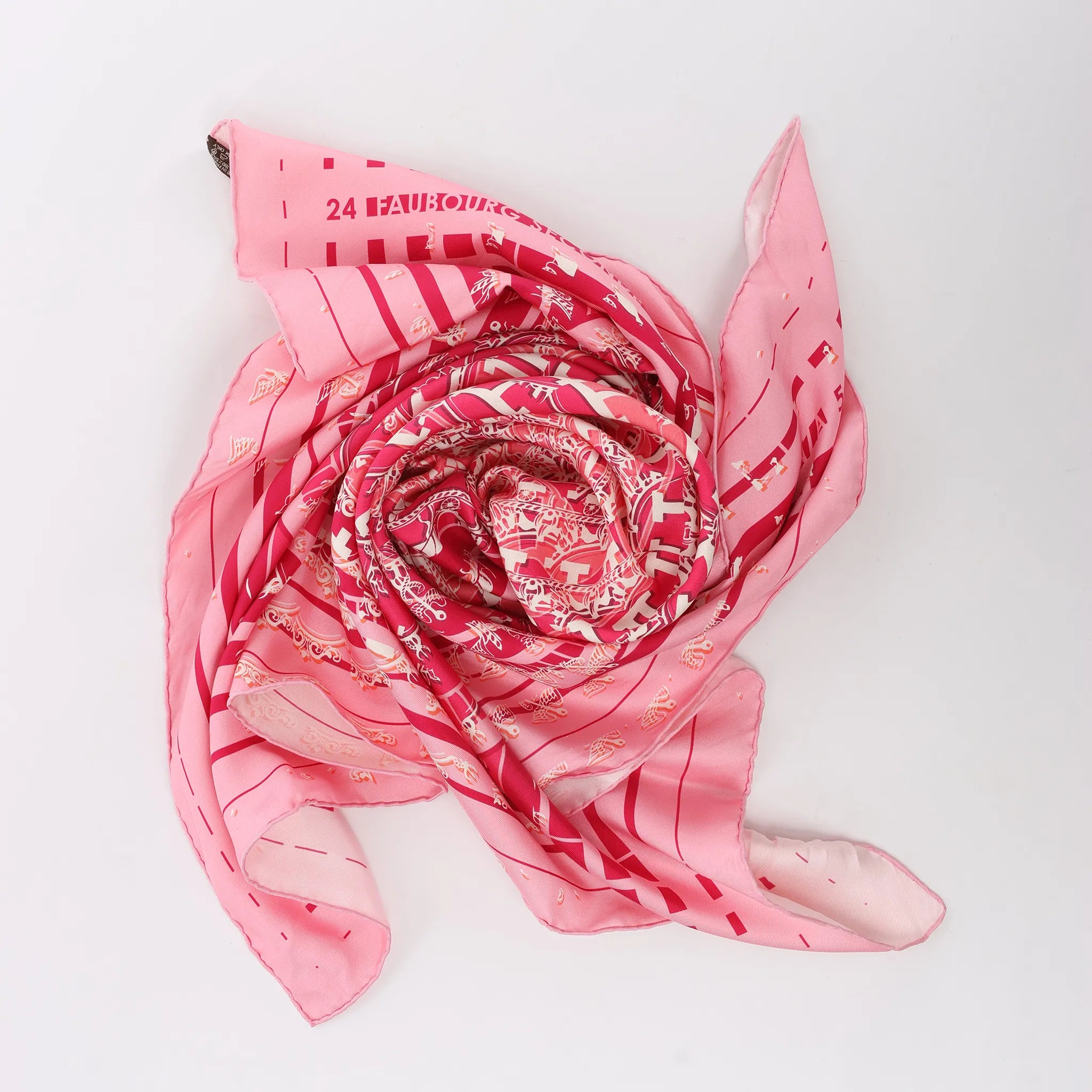 Hermès Carré 90 "Ginza 10th anniversary" Silk handkerchief in Pink