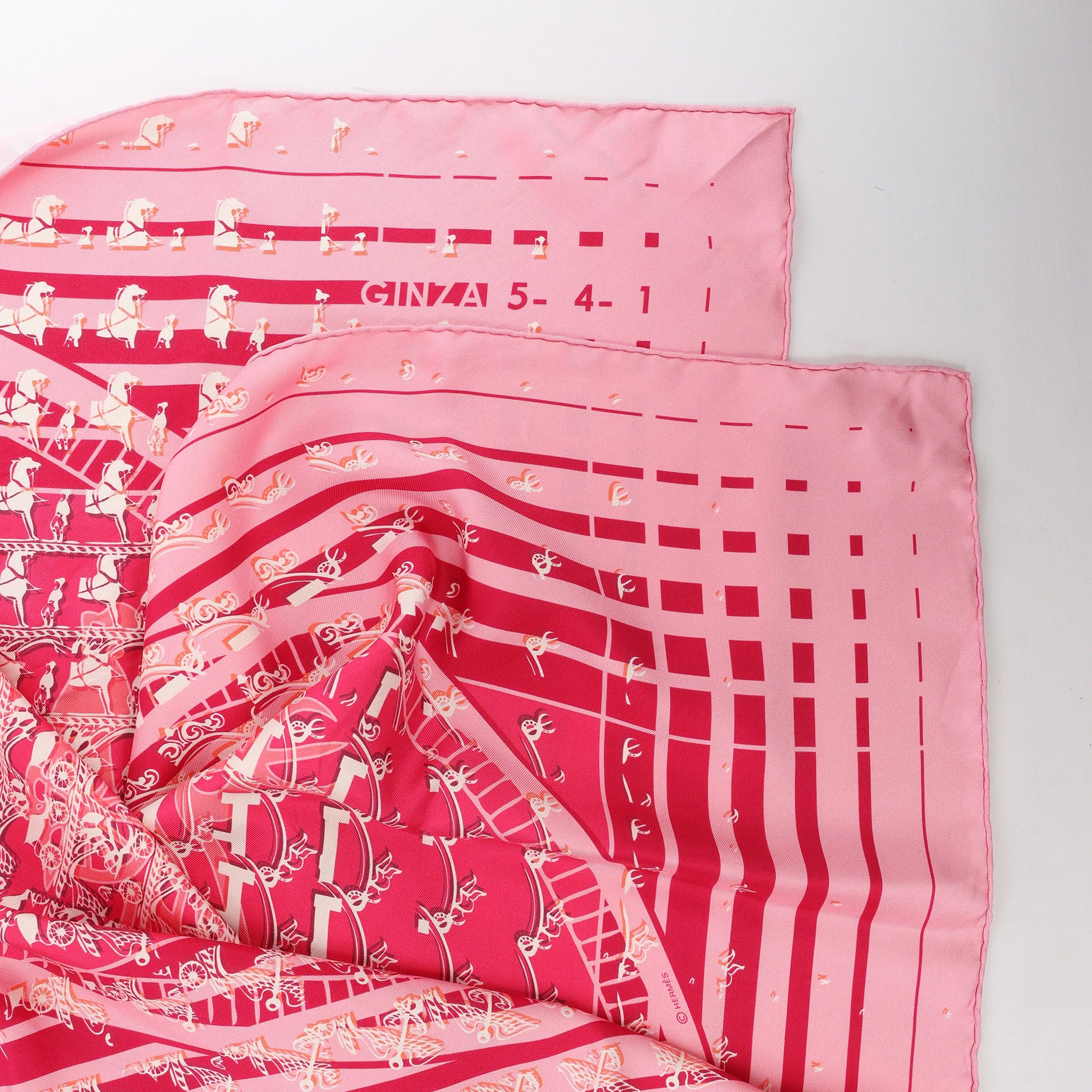 Hermès Carré 90 "Ginza 10th anniversary" Silk handkerchief in Pink