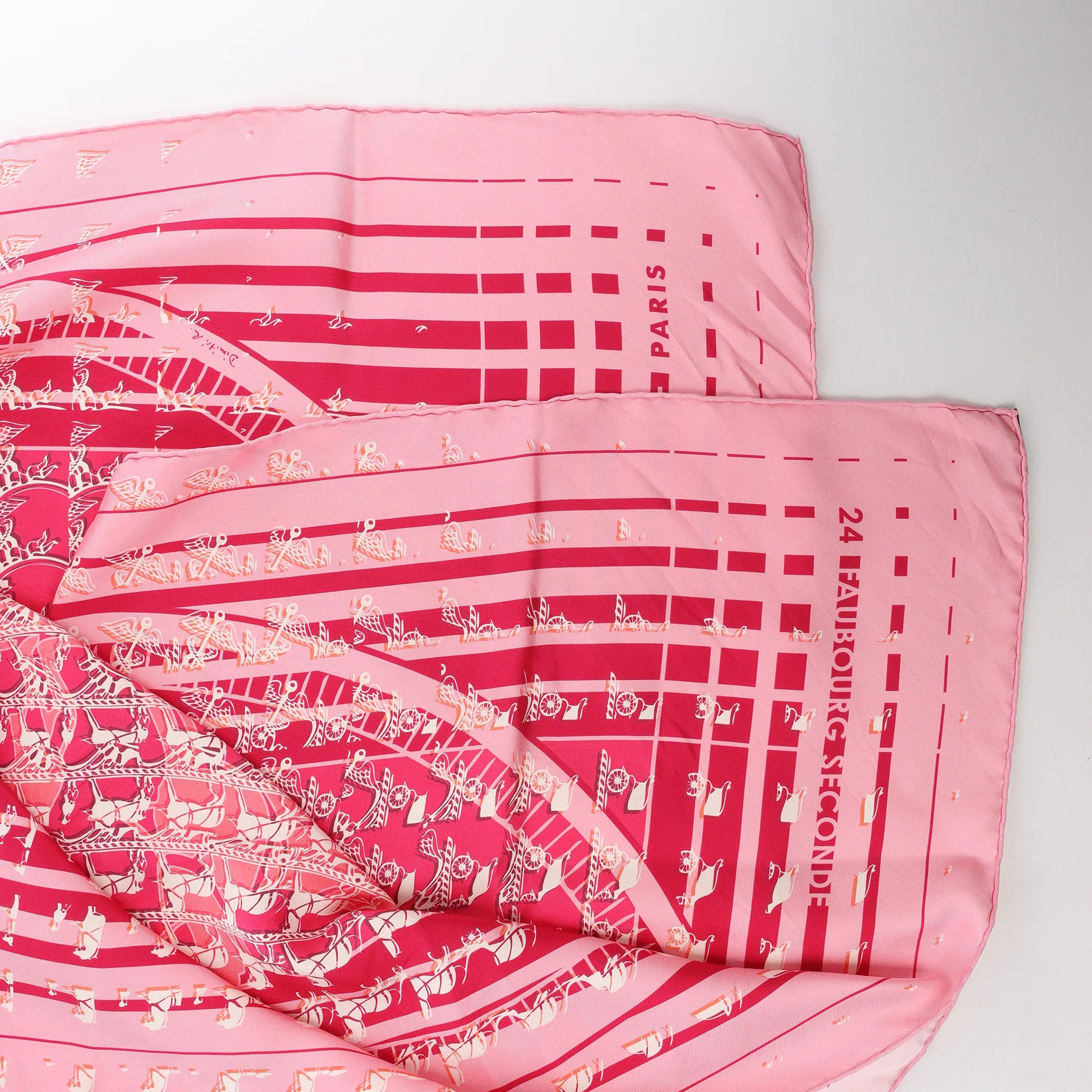 Hermès Carré 90 "Ginza 10th anniversary" Silk handkerchief in Pink