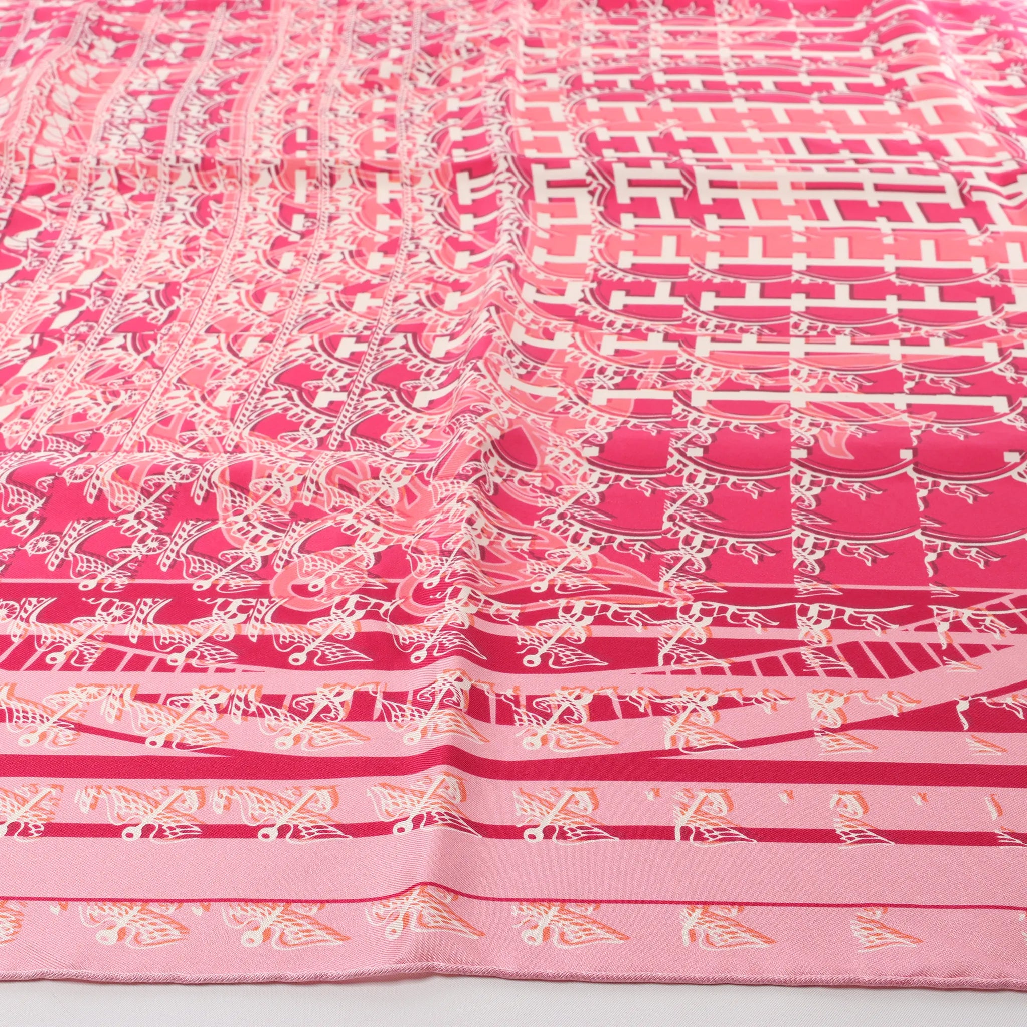Hermès Carré 90 "Ginza 10th anniversary" Silk handkerchief in Pink