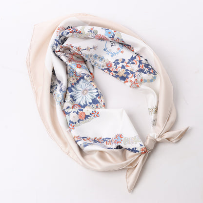 Hermès Carré 90 "RIDES DE GALA EN FLEURS" 100% Silk Scarf in Beige