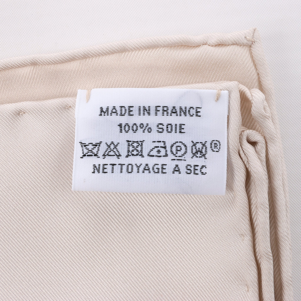 Hermès Carré 90 "RIDES DE GALA EN FLEURS" 100% Silk Scarf in Beige