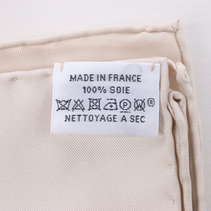 Hermès Carré 90 "RIDES DE GALA EN FLEURS" Foulard 100% Soie en Beige