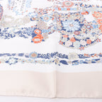 Hermès Carré 90 "RIDES DE GALA EN FLEURS" 100% Silk Scarf in Beige