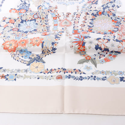 Hermès Carré 90 "RIDES DE GALA EN FLEURS" Foulard 100% Soie en Beige