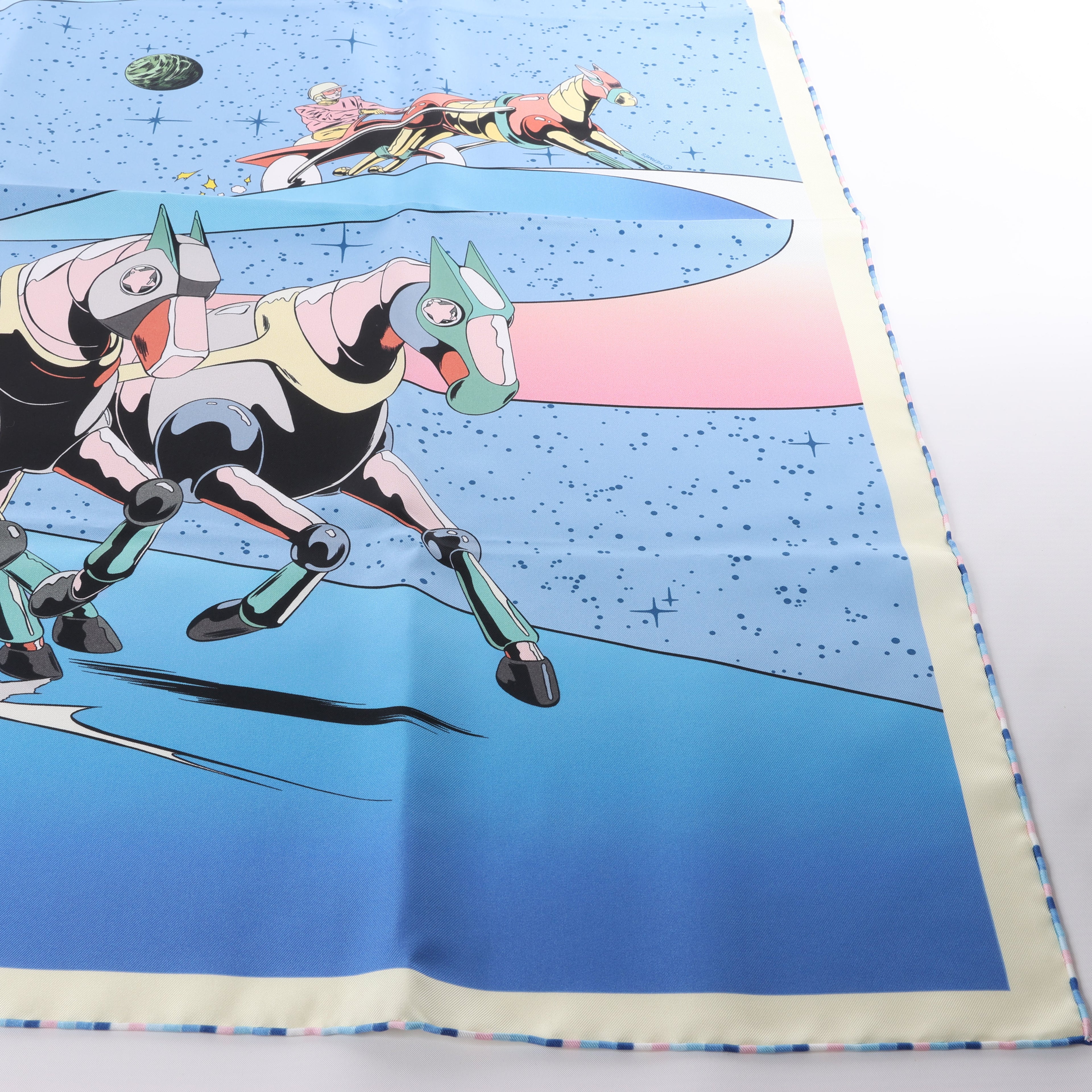 Hermès Carré 90 "Space Derby" 100% Silk Scarf in Blue