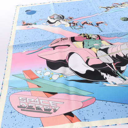 Carré Hermès Carré 90 « Space Derby » 100 % soie bleu
