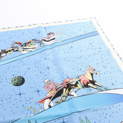 Carré Hermès Carré 90 « Space Derby » 100 % soie bleu