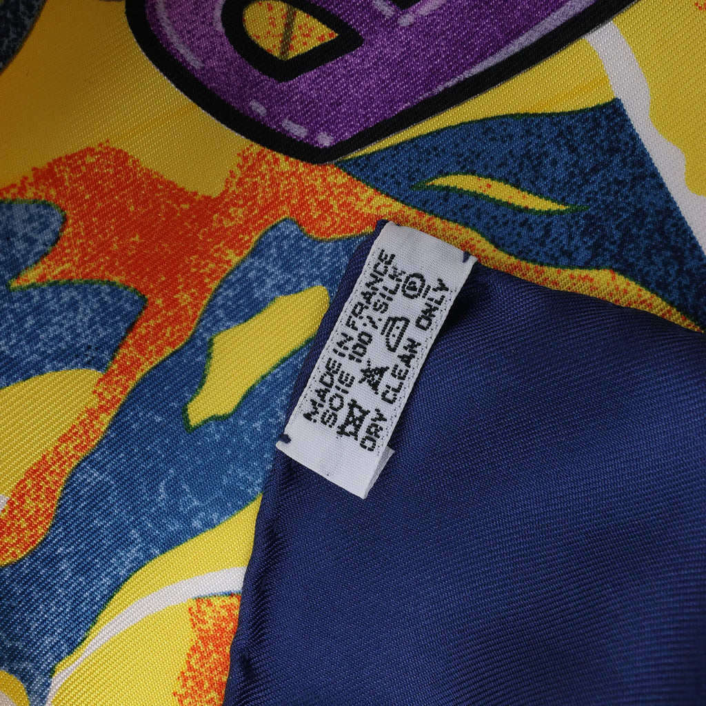 Hermès Carré 90 "THE ALFEE AUBE" Silk handkerchief in Navy Blue