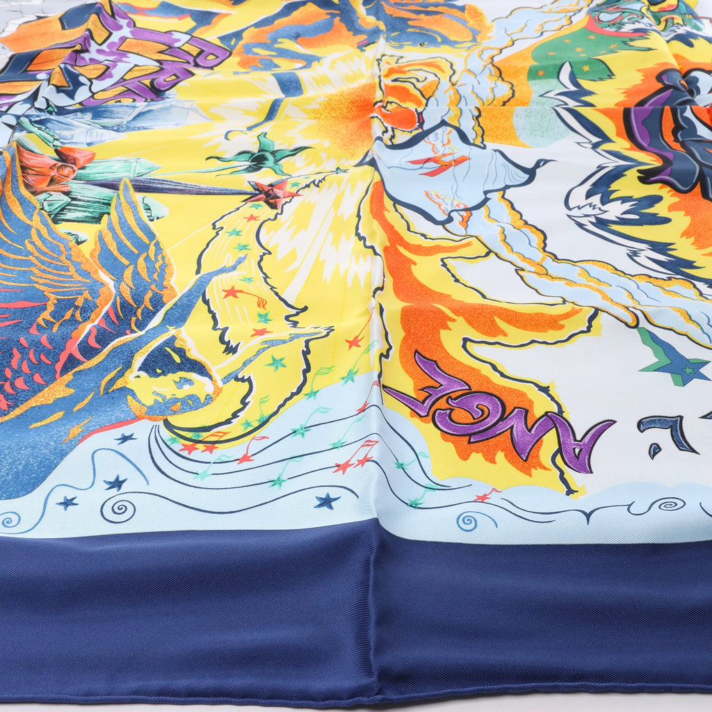 Hermès Carré 90 "THE ALFEE AUBE" Silk handkerchief in Navy Blue