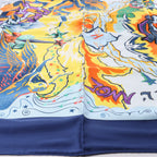 Hermès Carré 90 "THE ALFEE AUBE" Silk handkerchief in Navy Blue