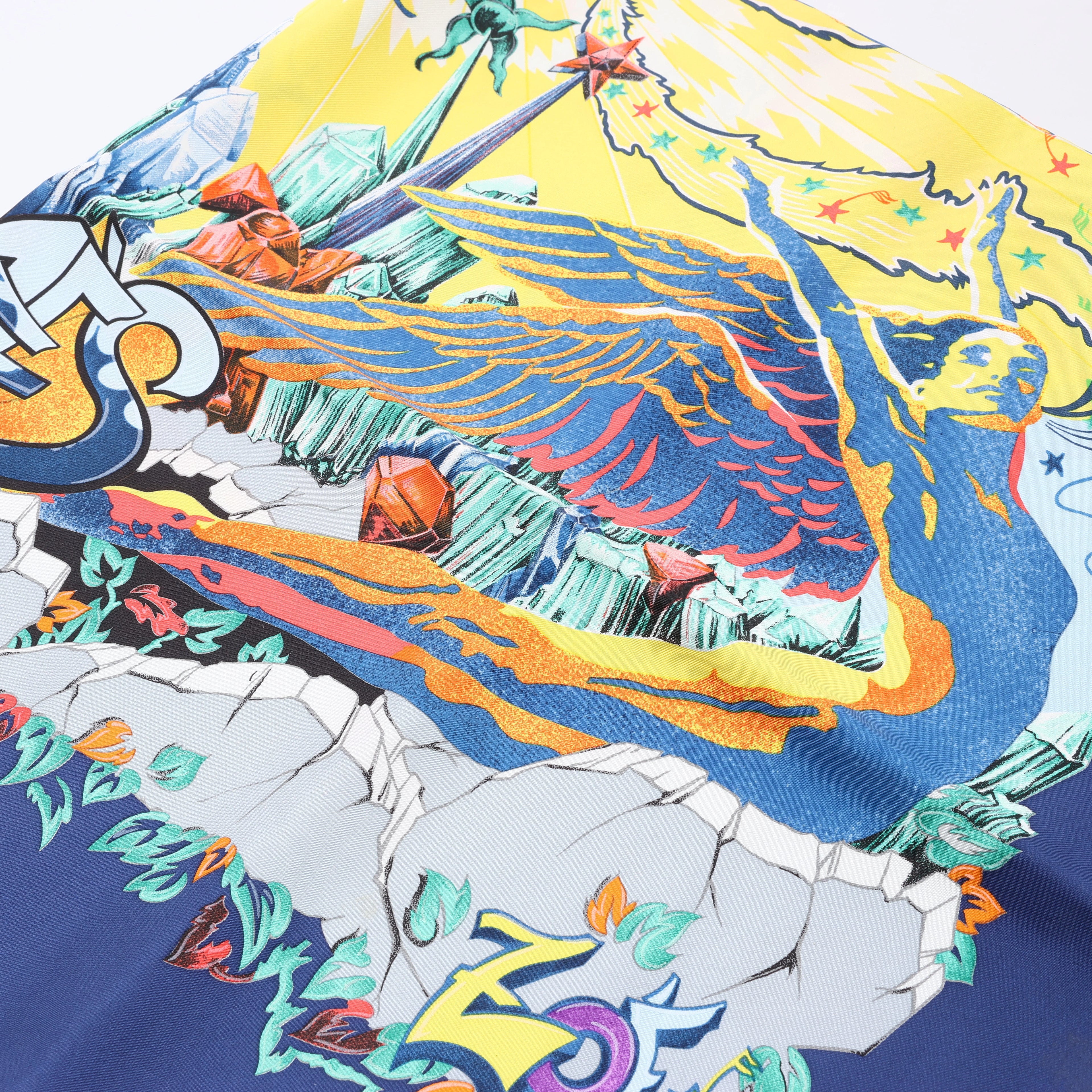 Hermès Carré 90 "THE ALFEE AUBE" Silk handkerchief in Navy Blue