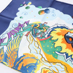 Hermès Carré 90 "THE ALFEE AUBE" Silk handkerchief in Navy Blue