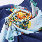 Hermès Carré 90 "THE ALFEE AUBE" Silk handkerchief in Navy Blue