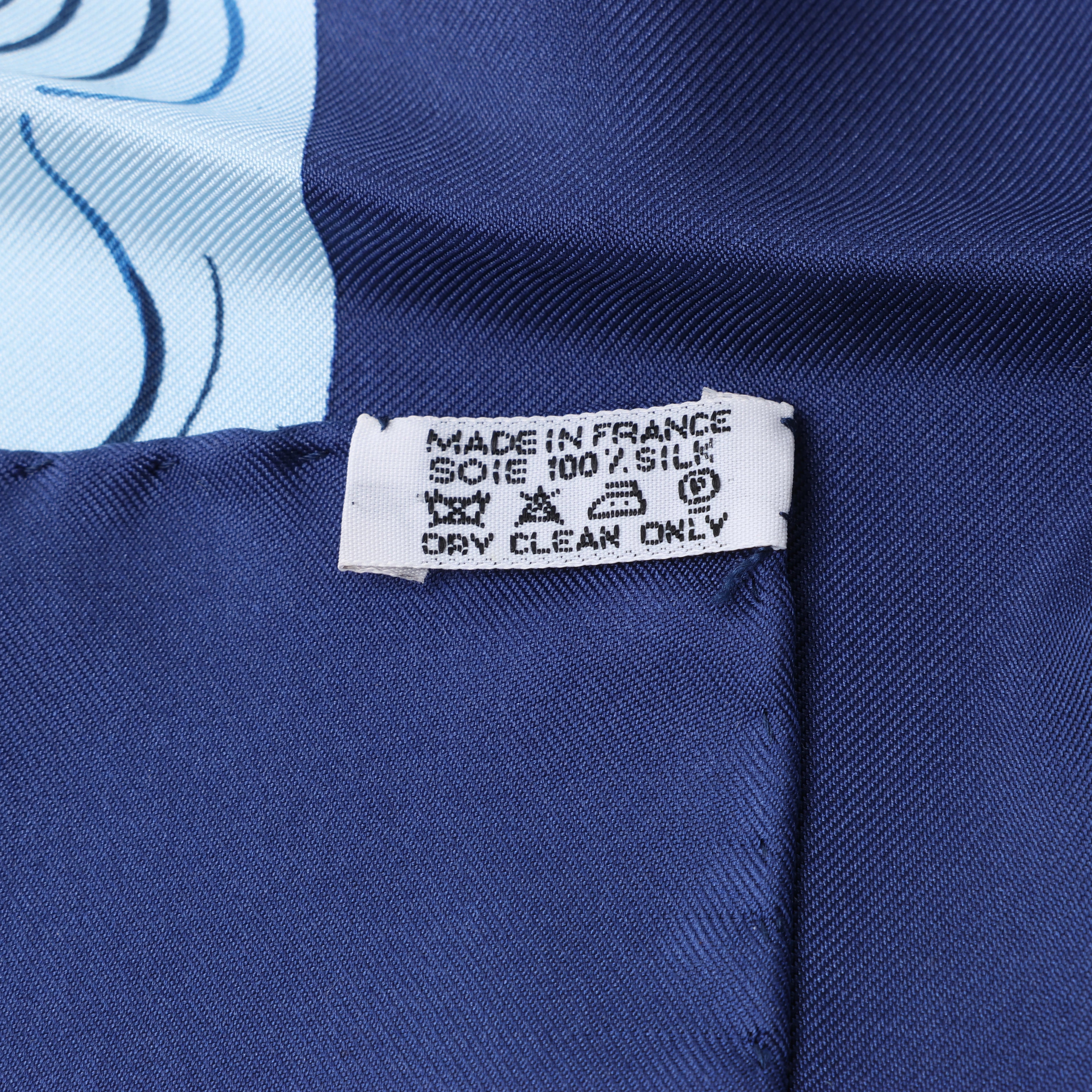 Hermès Carré 90 "THE ALFEE AUBE" Silk handkerchief in Navy Blue