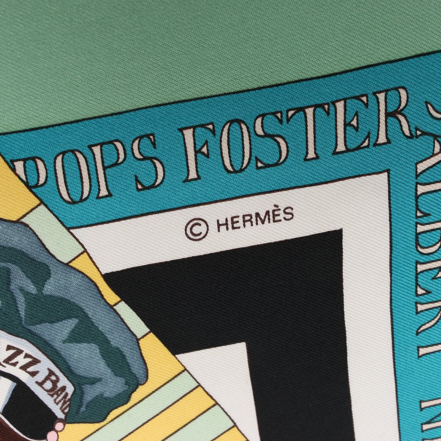 Hermès Carré 90 "THE ORIGINAL NEW ORLEANS CREOLE JAZZ 1923" Silk handkerchief in Green