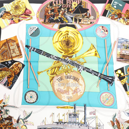 Hermès Carré 90 "THE ORIGINAL NEW ORLEANS CREOLE JAZZ 1923" Silk handkerchief in Green