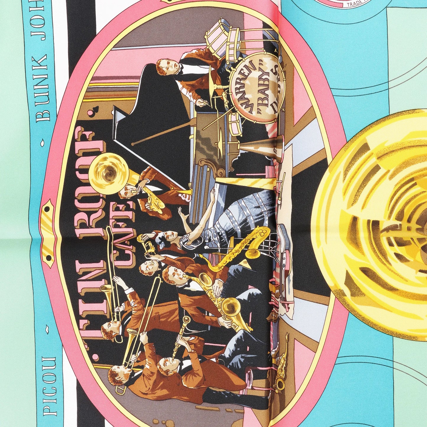 Hermès Carré 90 "THE ORIGINAL NEW ORLEANS CREOLE JAZZ 1923" Silk handkerchief in Green