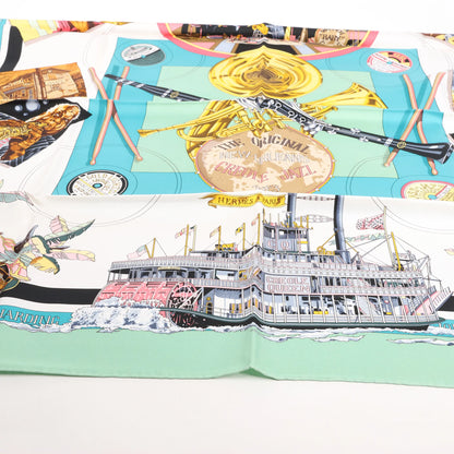 Hermès Carré 90 "THE ORIGINAL NEW ORLEANS CREOLE JAZZ 1923" Silk handkerchief in Green