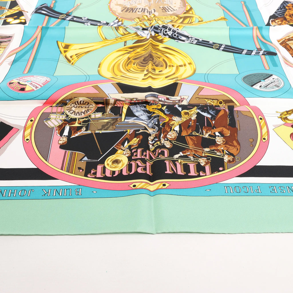 Hermès Carré 90 "THE ORIGINAL NEW ORLEANS CREOLE JAZZ 1923" Silk handkerchief in Green