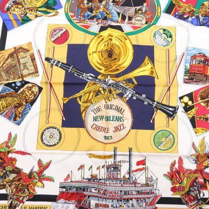 Hermès Carré 90 "THE ORIGINAL NEW ORLEANS CREOLE JAZZ 1923" Silk handkerchief in Navy Blue