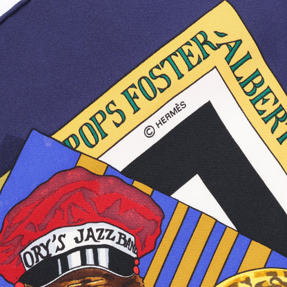 Hermès Carré 90 "THE ORIGINAL NEW ORLEANS CREOLE JAZZ 1923" Silk handkerchief in Navy Blue