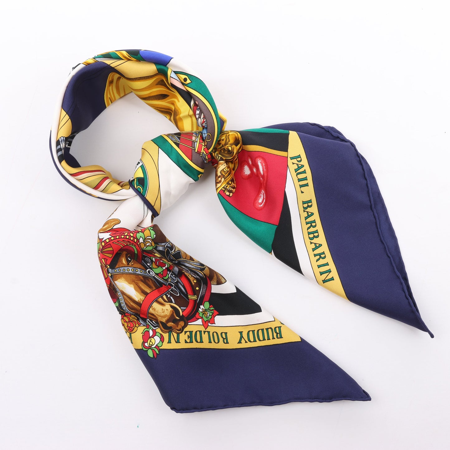 Hermès Carré 90 "THE ORIGINAL NEW ORLEANS CREOLE JAZZ 1923" Silk handkerchief in Navy Blue