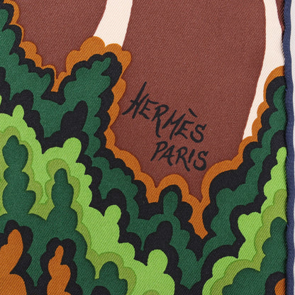 Hermès Carré 90 „DIE DREI GRACES“ Seidentaschentuch in Marineblau