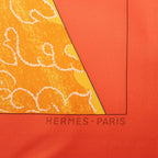 Hermès Carré 90 "TIBET" Silk handkerchief in Orange