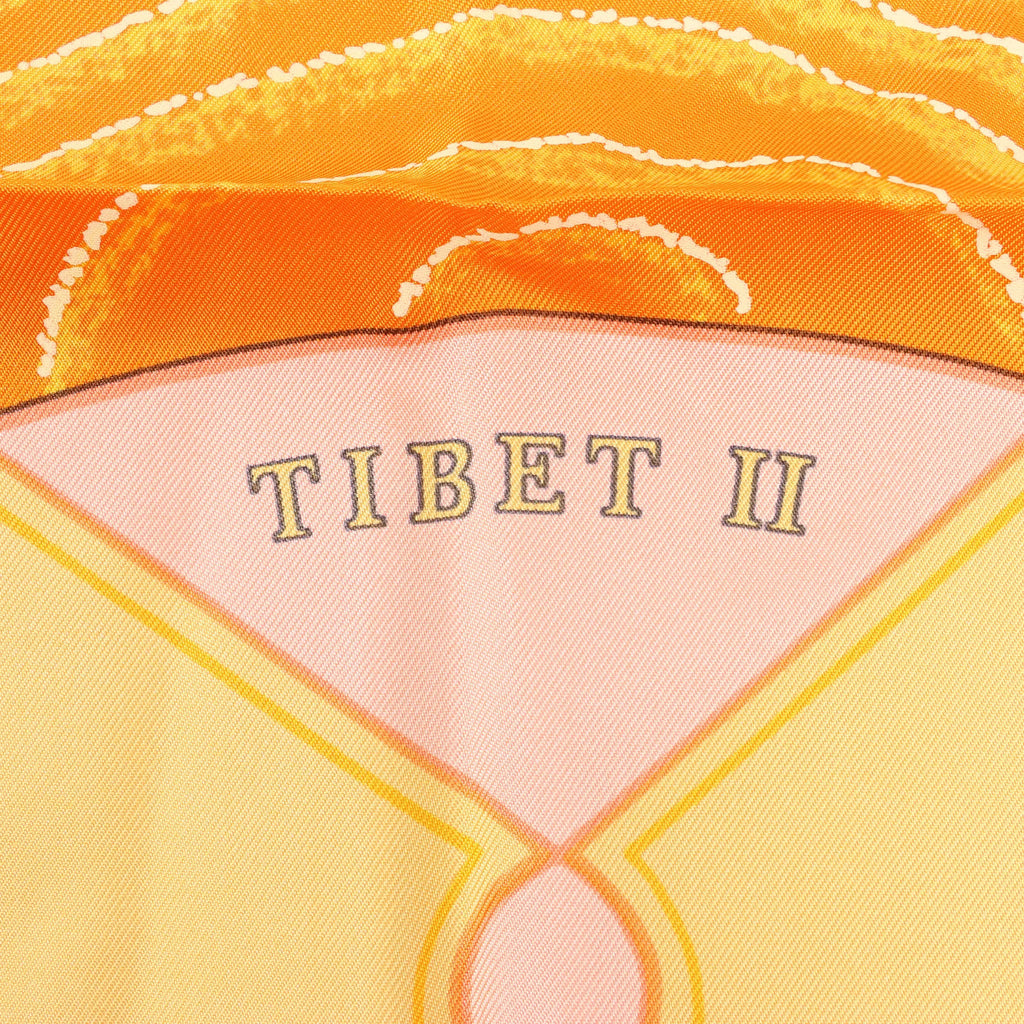 Hermès Carré 90 "TIBET" Silk handkerchief in Orange