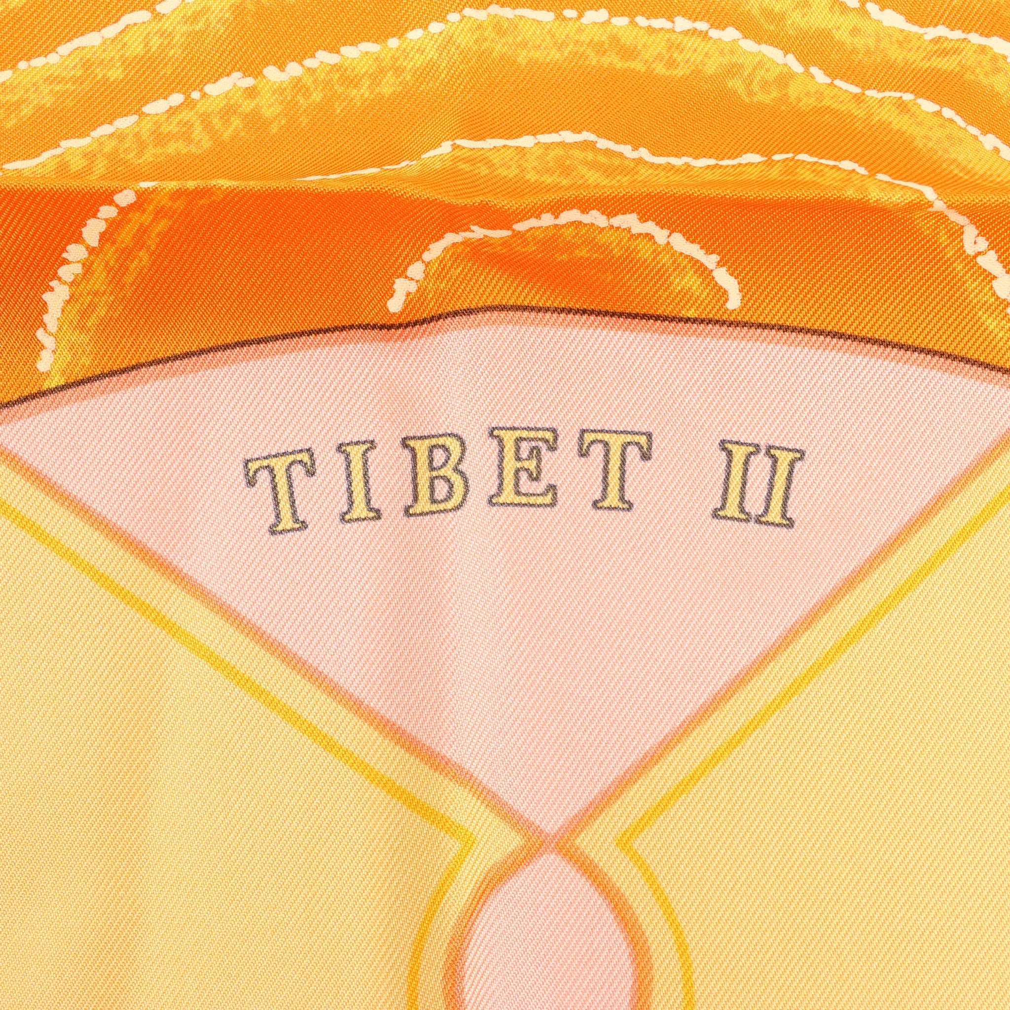 Hermès Carré 90 "TIBET" Silk handkerchief in Orange
