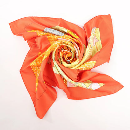 Hermès Carré 90 „TIBET“ Seidentaschentuch in Orange