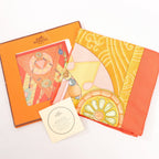 Hermès Carré 90 "TIBET" Silk handkerchief in Orange