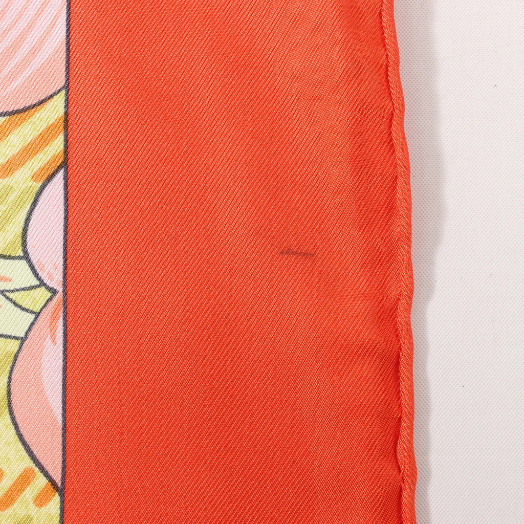 Hermès Carré 90 "TIBET" Silk handkerchief in Orange