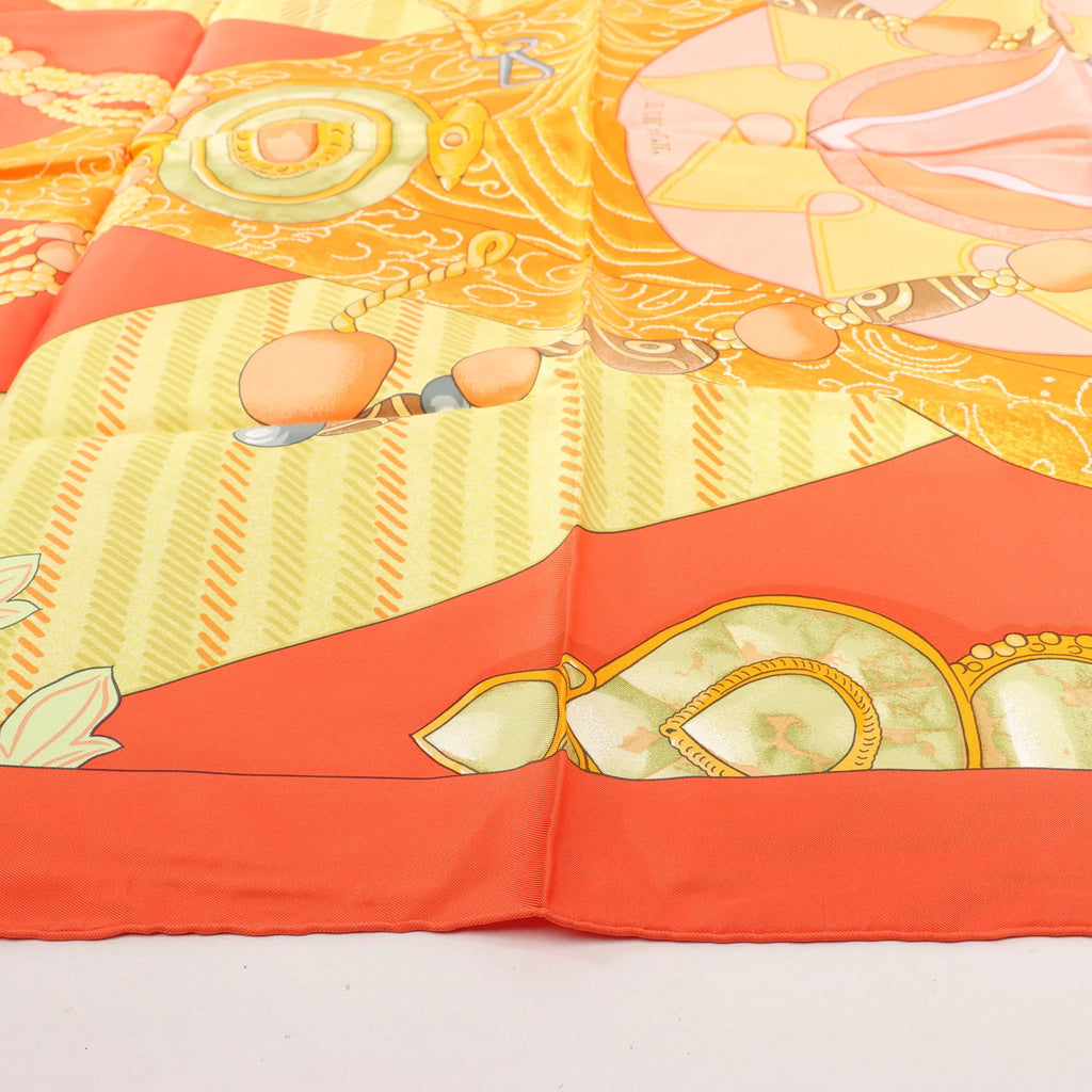 Hermès Carré 90 "TIBET" Silk handkerchief in Orange
