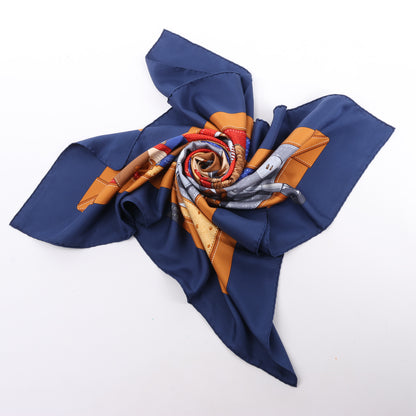 Hermès Carré 90 "TOUT CUIR" 100% Soie Foulard en Bleu Marine
