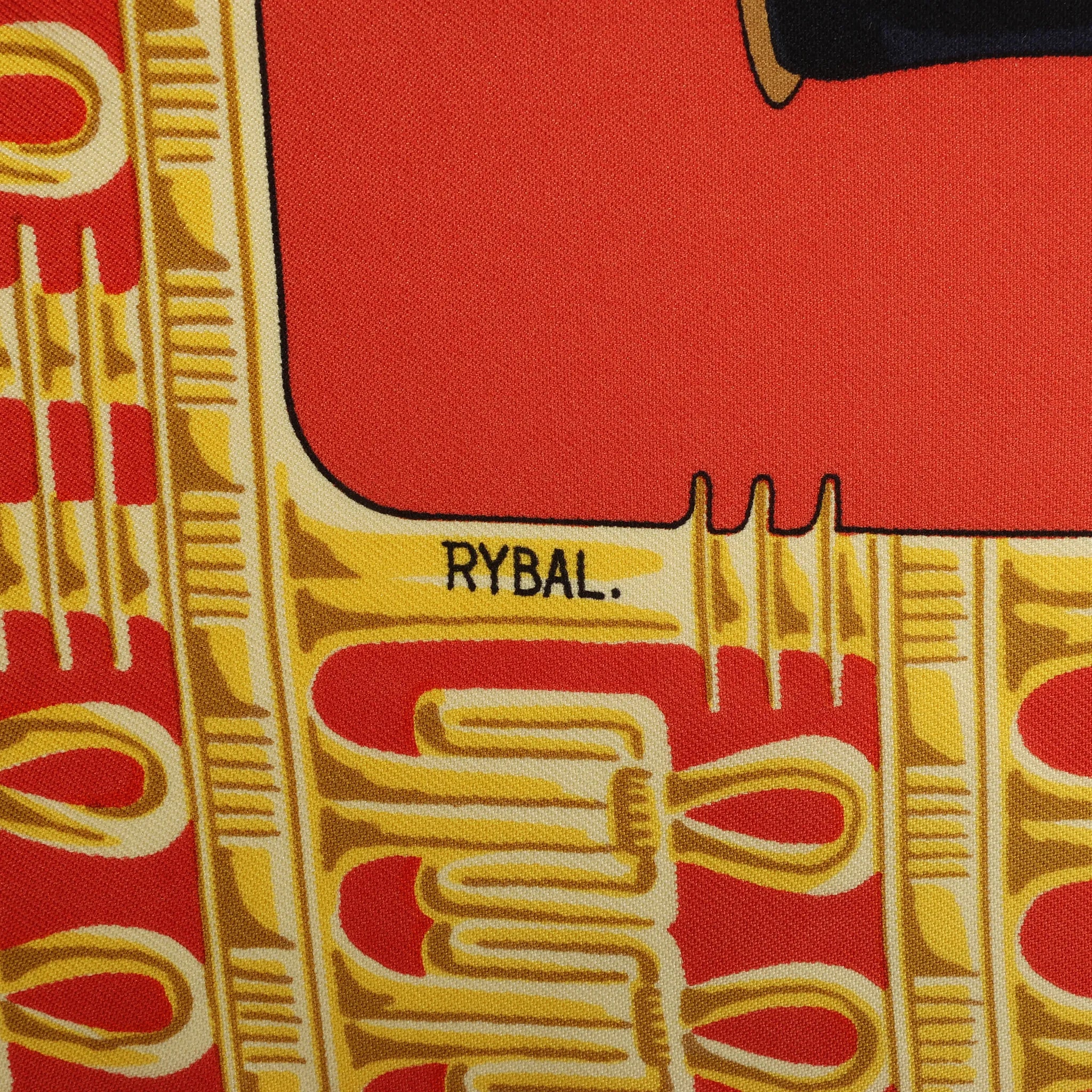 Hermès Carré 90 "TUTANKHAMUN" Silk handkerchief in Orange