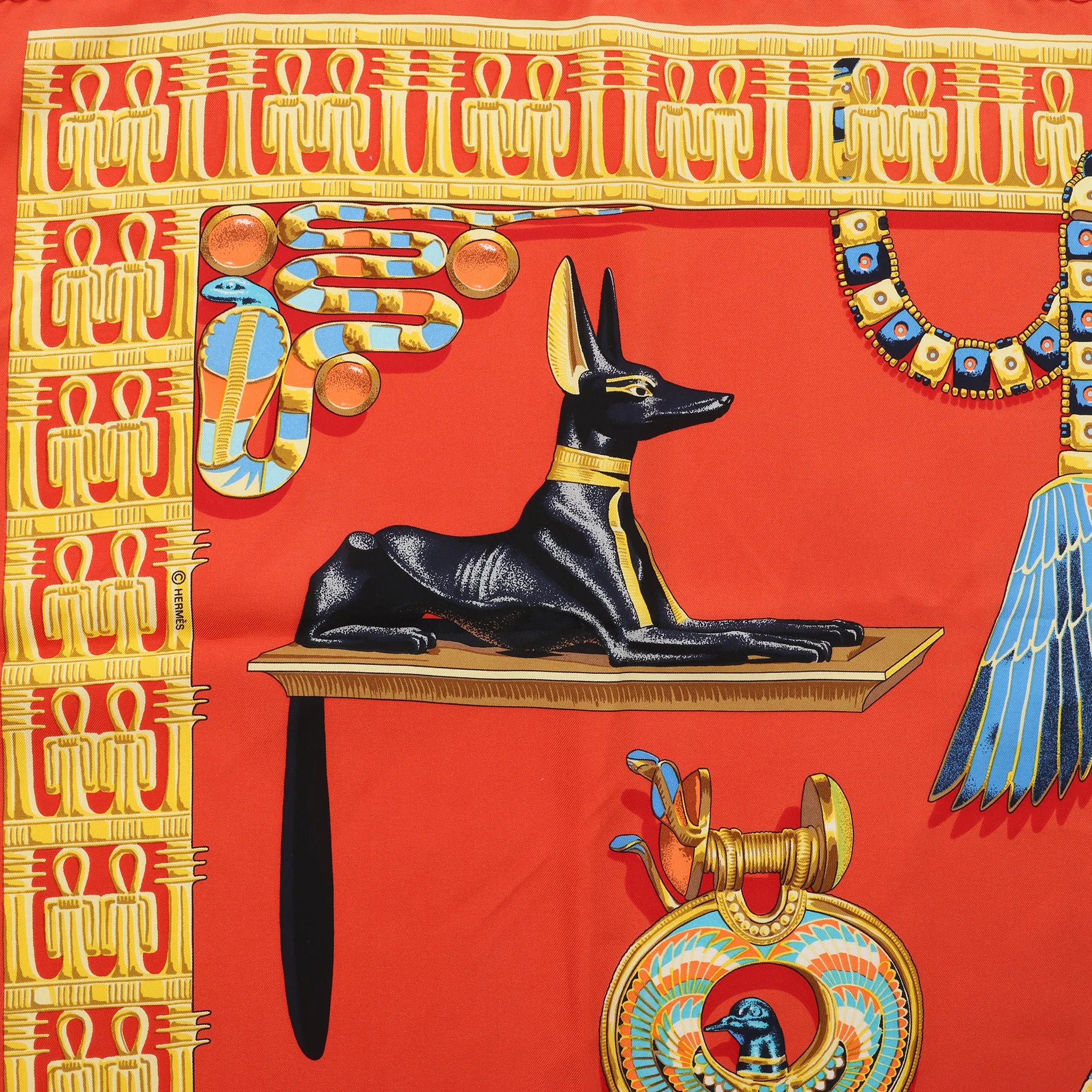 Hermès Carré 90 "TUTANKHAMUN" Silk handkerchief in Orange