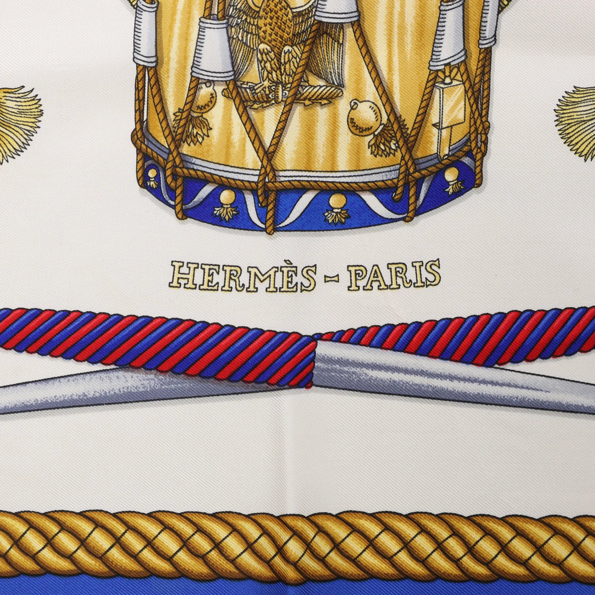 Hermès Carré 90 "Tambour no Taiko" Silk handkerchief in Blue
