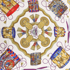 Hermès Carré 90 "Tambour no Taiko" Silk handkerchief in Blue