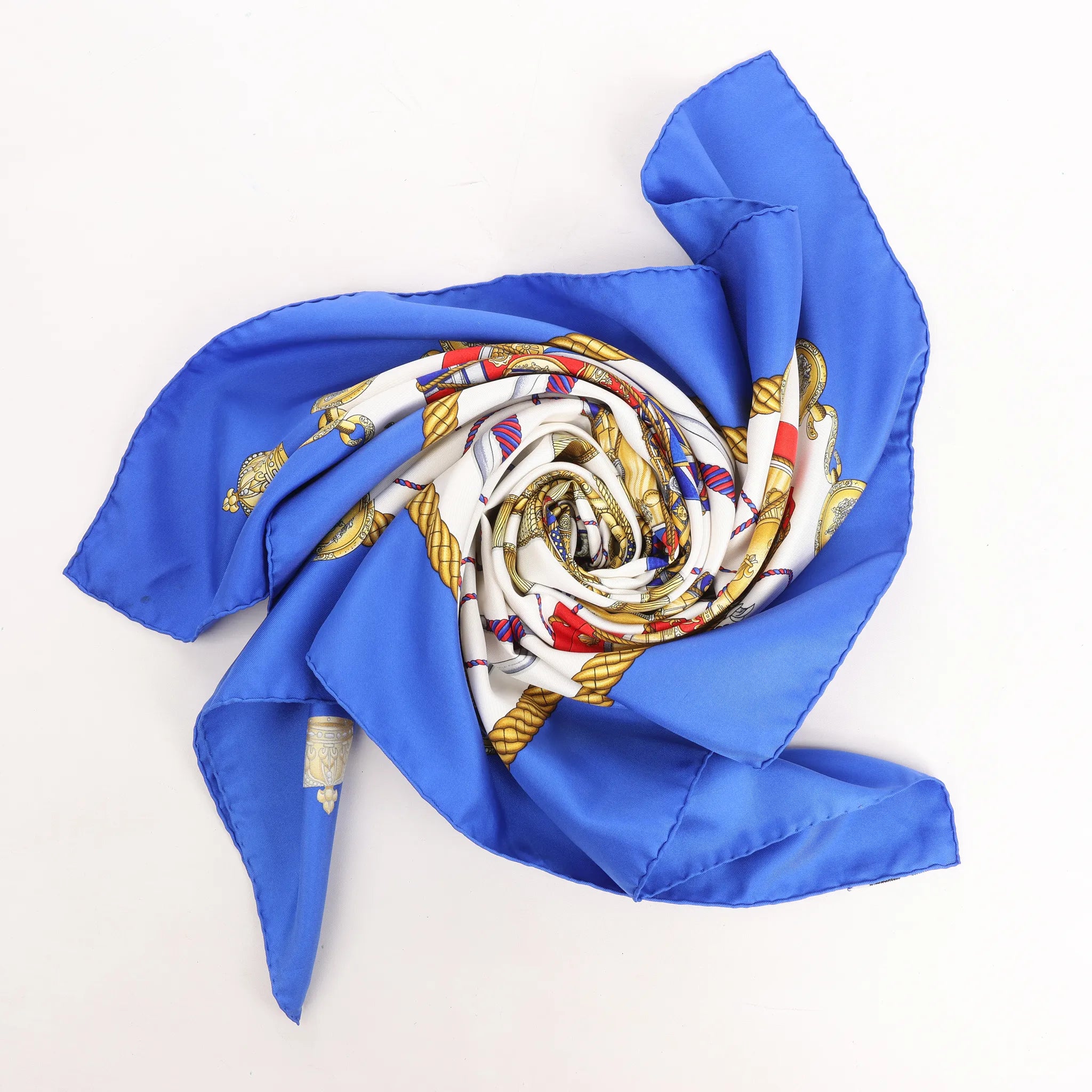 Hermès Carré 90 "Tambour no Taiko" Silk handkerchief in Blue