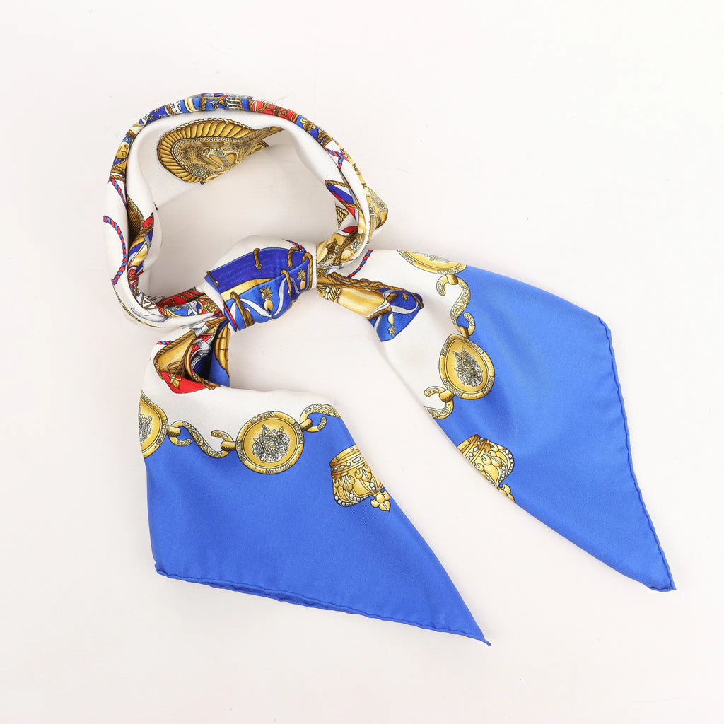 Hermès Carré 90 "Tambour no Taiko" Silk handkerchief in Blue