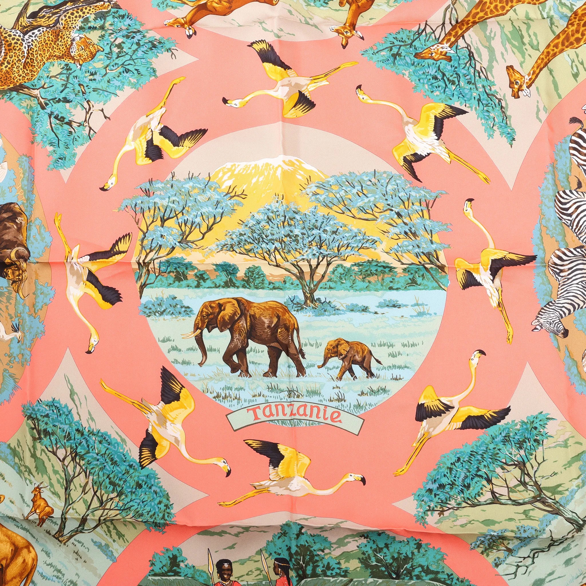 Hermès Carré 90 "Tanzanie" Silk handkerchief in Pink
