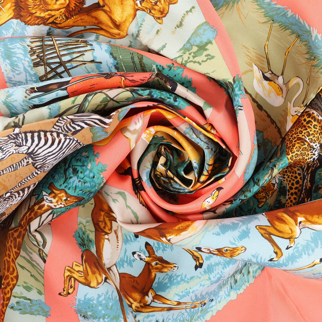 Hermès Carré 90 "Tanzanie" Silk handkerchief in Pink