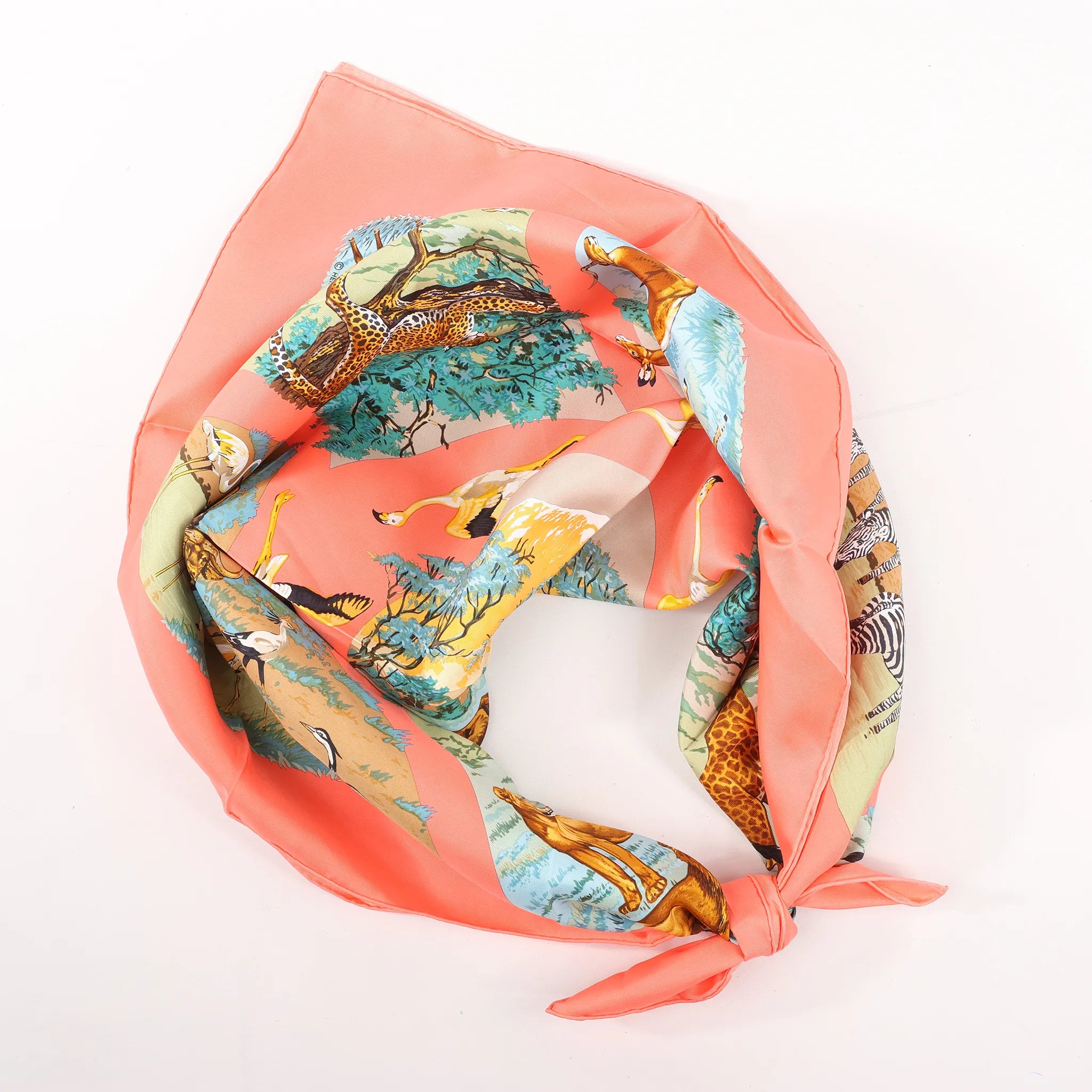 Hermès Carré 90 "Tanzanie" Silk handkerchief in Pink