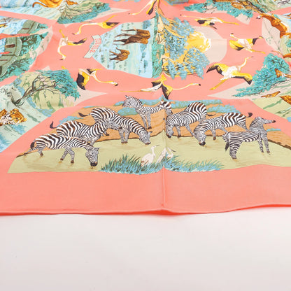 Hermès Carré 90 "Tanzanie" Silk handkerchief in Pink