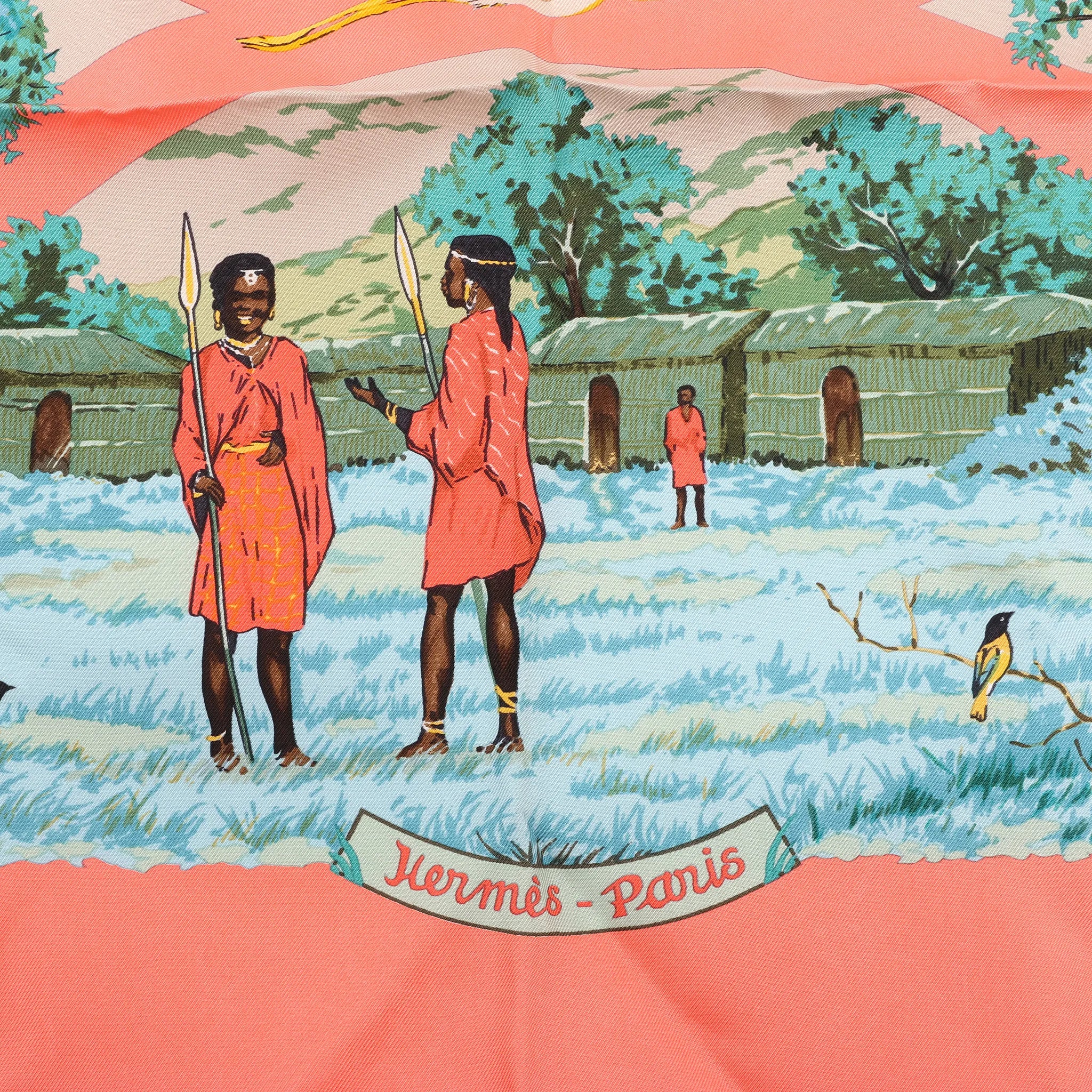 Hermès Carré 90 "Tanzanie" Silk handkerchief in Pink