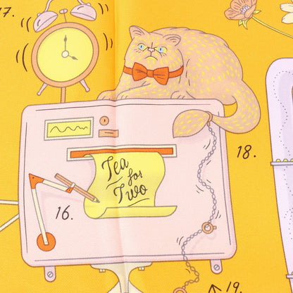 Hermès Carré 90 "Tea for Two" Silk handkerchief in Orange