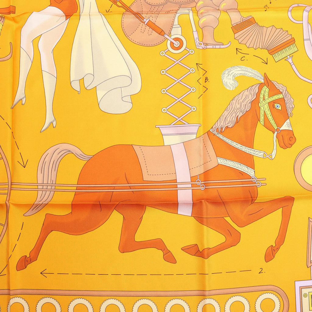 Pañuelo de seda Hermès Carré 90 "Té para dos" en color naranja