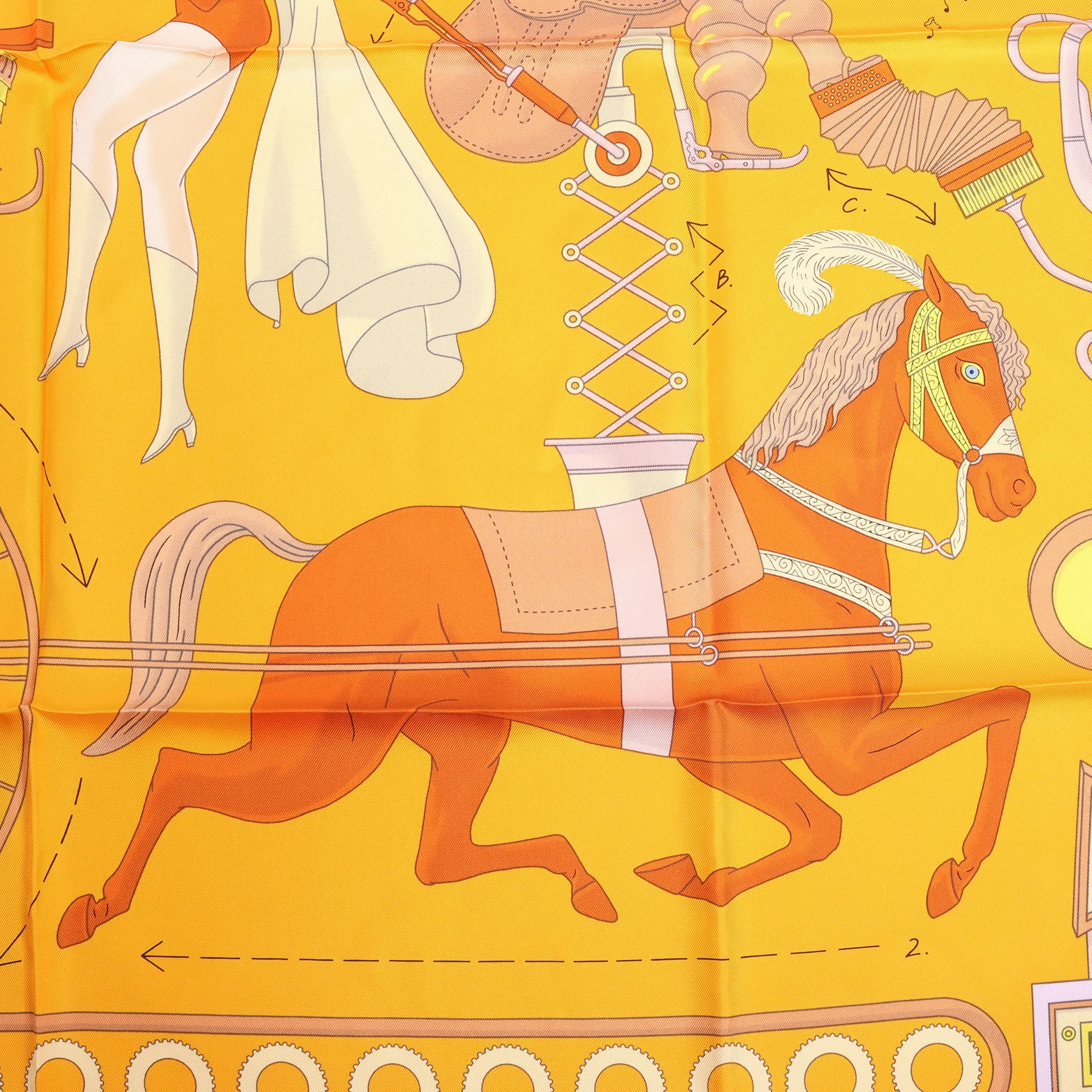 Pañuelo de seda Hermès Carré 90 "Té para dos" en color naranja